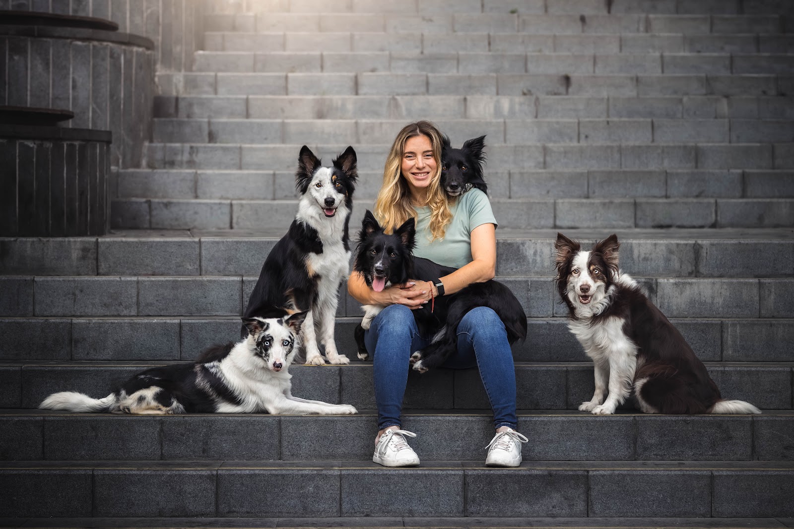 Roni Sagi with her dogs